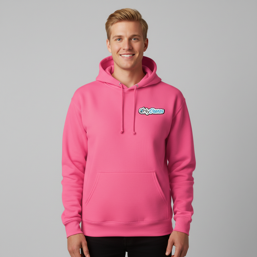 Neon Pink Only Cranes Hoodie